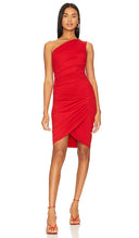 Susana Monaco Women One Shoulder Dress Basic Sleeved Red XS