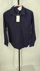 Quince Women 100% Organic Cotton Poplin Long Sleeve Shirt Blue S