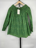 COS Women's Off-The-Shoulder Smocked Top Green Sleeved