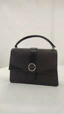 Michael Kors Womens Greenwich Medium Saffiano Leather Satchel Black Bags