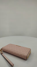 Michael Kors Womens Jet Set Travel Large Signature Logo Wristlet Pink Wallet