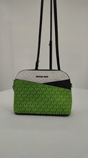 Michael Kors Womens Jet Set Travel Color-Block Signature Logo Crossbody Green Bag