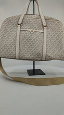 Michael Kors Womens Jet Set Travel Extra-Large Signature Logo Weekender Cream Bag