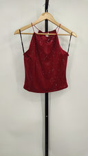 Xoxo Womens Sequin Halter Top Red M/M