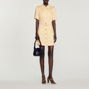 Sandro Women Short Buttoned Dress Basic Sleeved Yellow 38