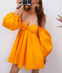 For Love & Lemons Women Saint Lucia Mini Dress Basic Sleeved Orange L
