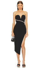 Amanda Uprichard Women Soiree Rhinestone Midi Dress Basic Sleeved Black XL