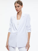 Olivia Women Denny Notch Collar Boyfriend Blazer Suit Jacket White 0