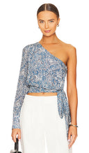 Karina Grimaldi Women Daniela Print Blouse Sleeved Top Blue L