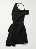 Maticevski Women Dossier Asymmetric Draped Cutout Crepe Mini Dress Black 14
