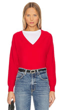 White Women Cashmere Sweater Sleeved Top Red XS