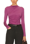 Enza Costa Women Viscose Jersey Twist Top Sleeved Pink M