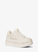 Michael Kors Hayes Empire Signature Logo Platform Sneaker Vanilla Natural 10