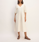 Everlane Women The Linen Oversized Puff-Sleeve Dress Black M