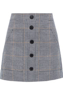 Veronica Beard Fisher Checked Linen And Cotton-Blend Mini Skirt White XS