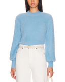 Minkpink Women Aria Fluffy Knit Sleeved Top Blue M