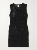Madeleine Thompson Crochet-Knit Wool And Cashmere-Blend Mini Dress Black M