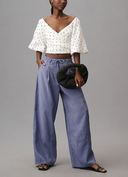 Maeve Women Seamed Wide-Leg Track Pants Purple XXS