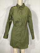 Veronica Beard Women Rae Button Long Sleeve Mini Shirtdress Green 6