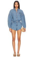 Free People Women X We The Zodiac Chambray One Piece Sleeved Jumpsuit Blue XS