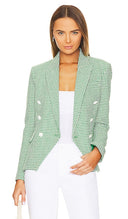 L'Agence Women Kenzie Double-Breasted Blazer Suit Jacket Green 2