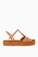 Ulla Johnson Women Shayna Macrame Braided Flatform Shoes Brown 38.5