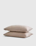 Quince Home European Linen Pillowcase Set Toffee Bedding King