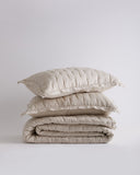 Quince Home European Linen Dream Quilt Set Sand Bedding King/Cal King