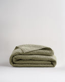 Quince Home European Linen Cotton Stitch Quilt Olive Bedding Full/Queen