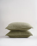 Quince European Linen Cotton Stitch Quilted Sham Set Olive Bedding Standard