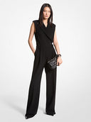 Michael Kors Women Crepe Double-Breasted Jumpsuit Black 0
