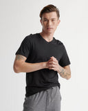 Quince Men's 100% Merino Wool All-Season V-Neck Base Layer Tee Black XL