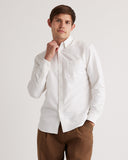 Quince Men's 100% Organic Cotton Oxford Shirt White Sleeved Top L