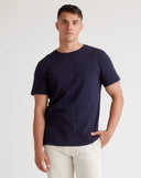 Quince Mens 100% Organic Cotton Slub Crewneck Tee Navy Sleeved Top M
