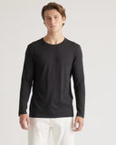 Quince Men's Cotton Modal Long Sleeve Tee Black Sleeved Top M