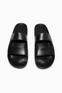 COS Men's Double-Strap Rubber Slides Black Shoes 10.5