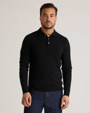 Quince Men's Mongolian Cashmere Polo Sweater Black Sleeved Top L