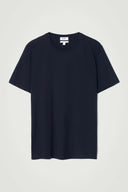 COS Men's Regular Cotton T-Shirt Navy Sleeved Top Blue L