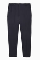 COS Men's Regular Elasticated Wool-Twill Tapered Trousers Dark Navy Pants 38R