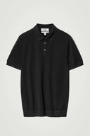 COS Men's Slim Knitted Silk Polo Shirt Black Sleeved Top S