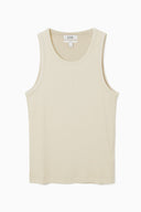 COS Men's Slim Ribbed Cotton Tank Top Ivory Sleeved XS