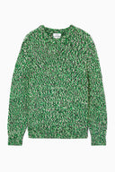 COS Men's Tri-Tone Wool Crew-Neck Jumper Green / Black White Sleeved Top S