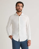 Quince Men's Commuter Stretch Pique Long Sleeve Button Down White Sleeved Top S