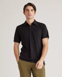 Quince Mens Extra-Fine Australian Merino Polo Black Sleeved Top L