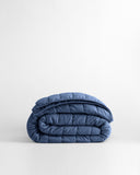 Quince Home European Linen Box Quilt Indigo Blue Bedding Twin