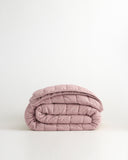 Quince Home European Linen Box Quilt Dusty Mauve Bedding Full/Queen