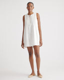 Quince Women's 100% Organic Cotton Gauze Sleeveless Swing Dress White XS