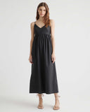 Quince Women's 100% Organic Cotton Sleeveless Maxi Dress Black Basic Sleeved M