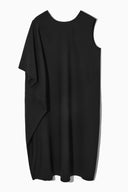 COS Women's Asymmetric-Sleeve Midi Dress Black Basic Sleeved 2