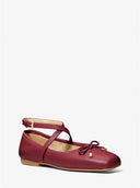 Michael Kors Women's Collette Leather Ballet Flat Deep Red Shoes 9